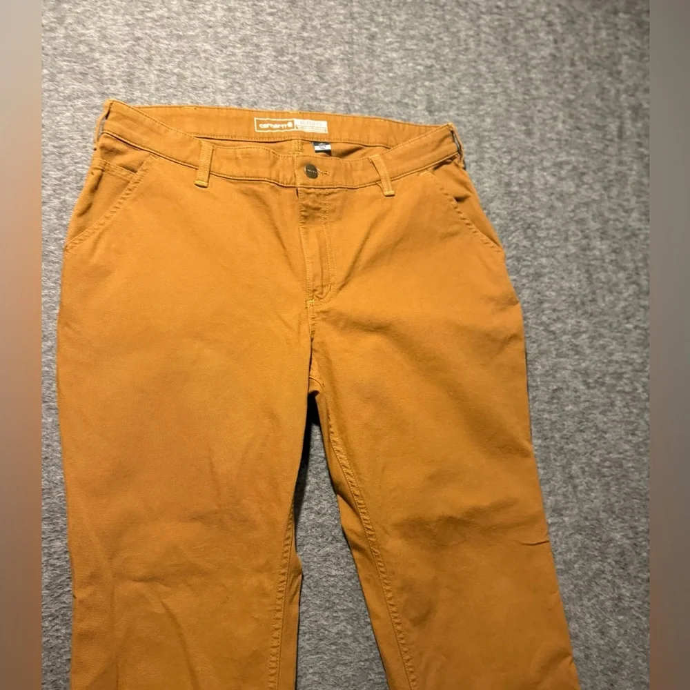 Carhartt Rugged Flex Canvas Work Pants Womens 12 brown Relaxed Carpenter BN5113 - Picture 3 of 12